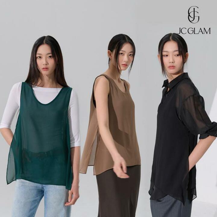JC GLAM 몸매커버 쉬폰베스트 3종 (여성)