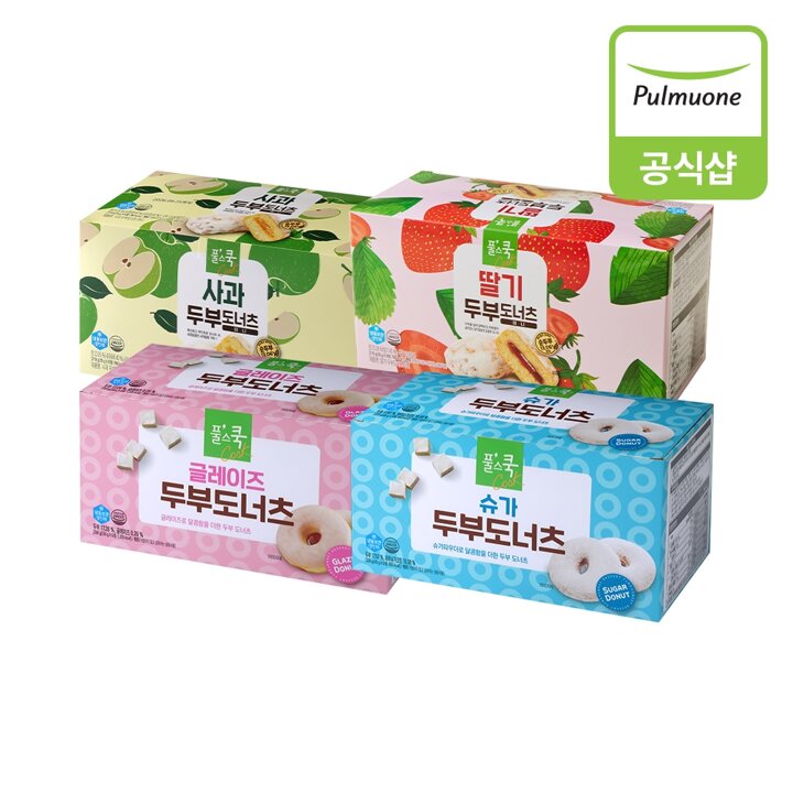 [풀무원] 사과 두부도너츠 미니+딸기 두부도너츠 미니+글레이즈 두부도너츠 +슈가 두부도너츠 (각 1개)
