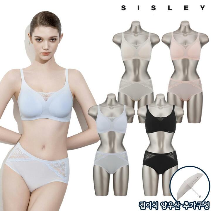 [방송히트]시슬리 언더웨어 SS15 속건 노와이어 레이스 퓨징 브라팬티세트