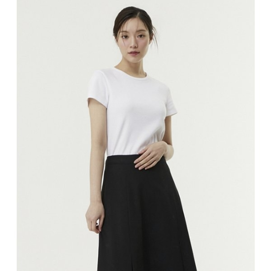 (신세계하남점)[BEIGE]슬림 골지 반팔 티셔츠 (PR7CH303)