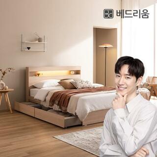 냉감침구 증정 [베드리움] 파인드 LED 서랍형 침대 (Q) + NEW 노블아워 코어 서포트 유로탑