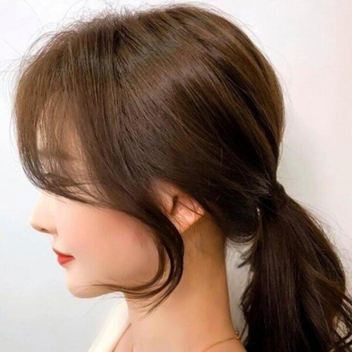 MNO 앞머리 가발 고데기 가능 옆머리 부분 25cm 여자 브릿지 붙임 여성 미용 패션 슬림