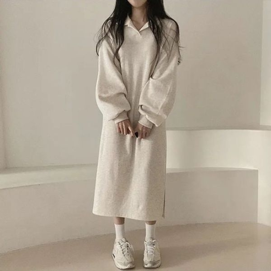 우먼 베이직한빅핏 스타일 베이직 일상 맥시원피스