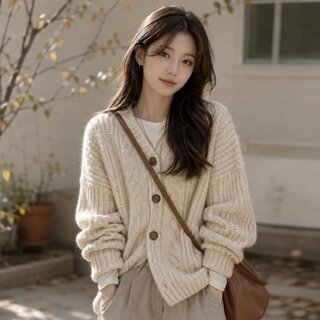 [귈림] 케이블 브이넥 루즈핏 니트 가디건(G6FCD031P)