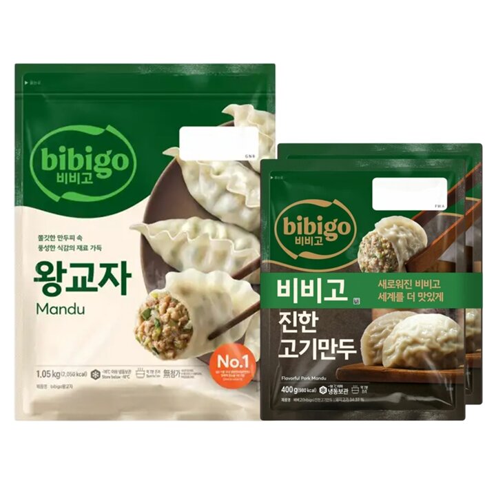 CJ제일제당 비비고 왕교자 1.05kg + 진한고기만두 400g x2개