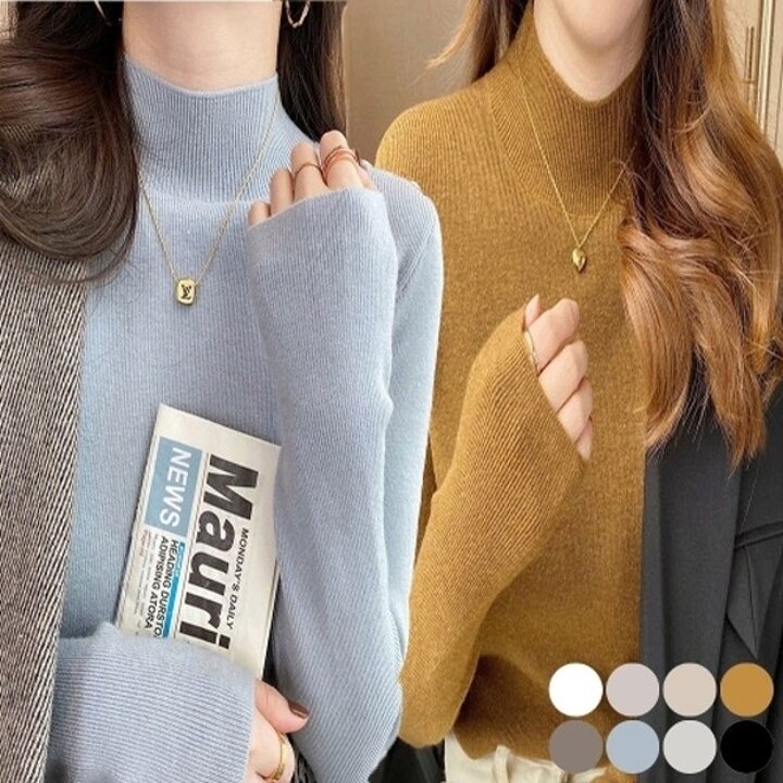 여성 겨울 이너 반목티 니트 긴팔 하프넥 폴라 티셔츠19682144667501