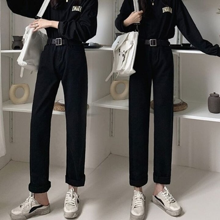 3컬러 데일리 일자핏 데님팬츠 여성 청바지 롤업19948043667501