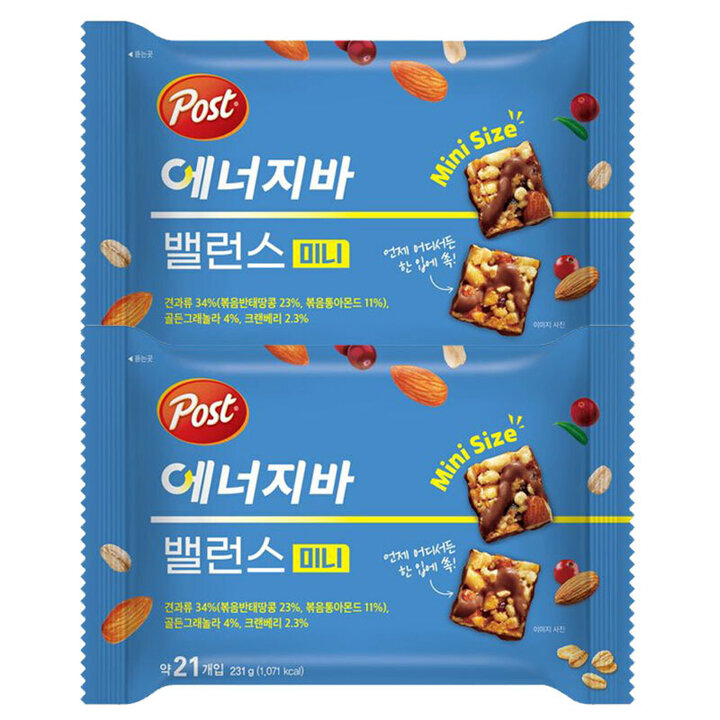 동서 포스트 에너지바 밸런스 미니 231g x 2개