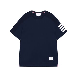 톰브라운 남성 코튼 4-바 숏 슬리브 티 네이비 MJS246A-07323-415