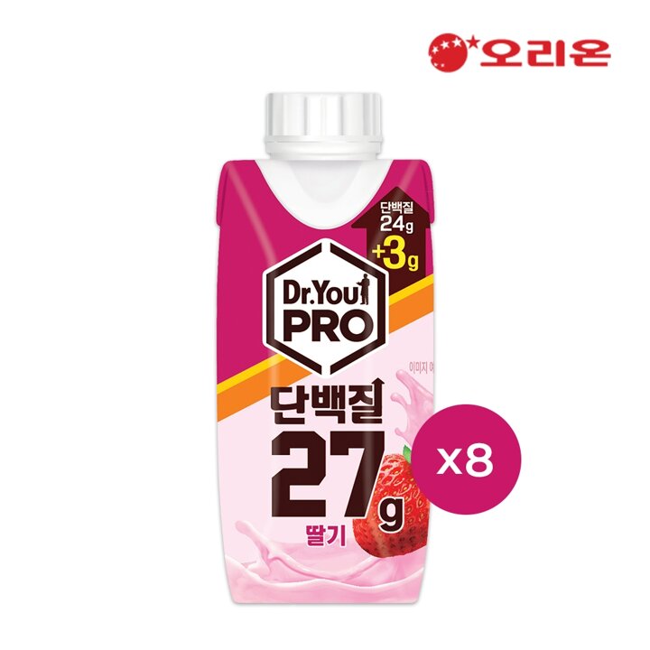 오리온 닥터유 프로 드링크 단백질 딸기맛(250ml) x 8팩
