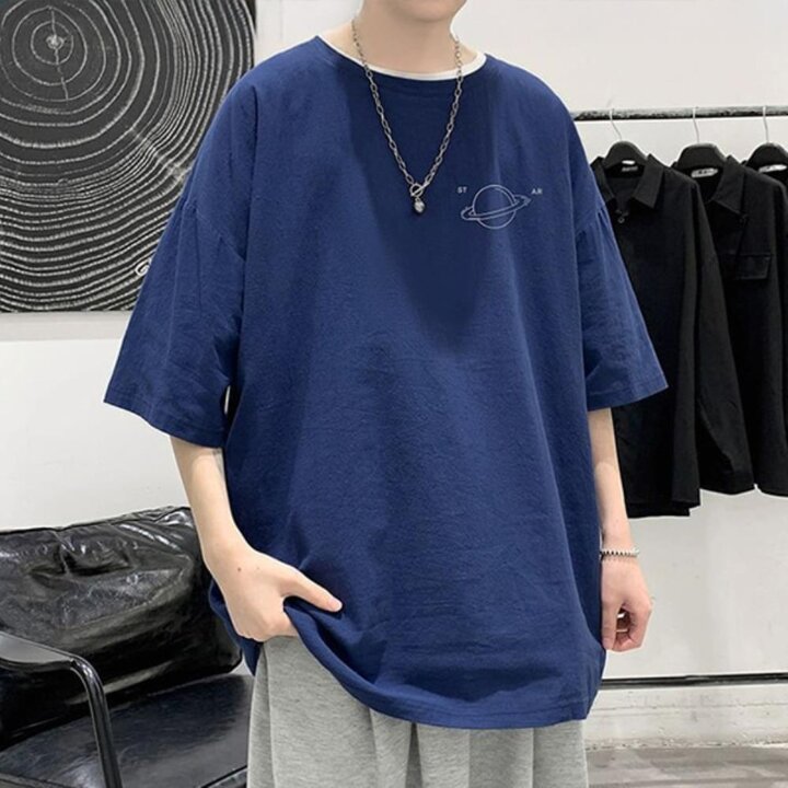 [옷자락] 남성용 클래식 나염 반팔 라운드 티셔츠 빅사이즈