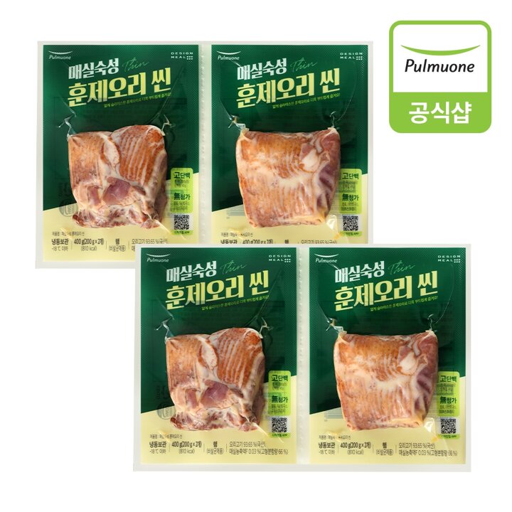 풀무원 매실숙성 훈제오리 씬(200gx2개) (400g)X2개