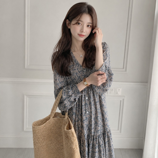 [귈림] 플라워 패턴 루즈핏 미디 원피스(G5FOP010P)