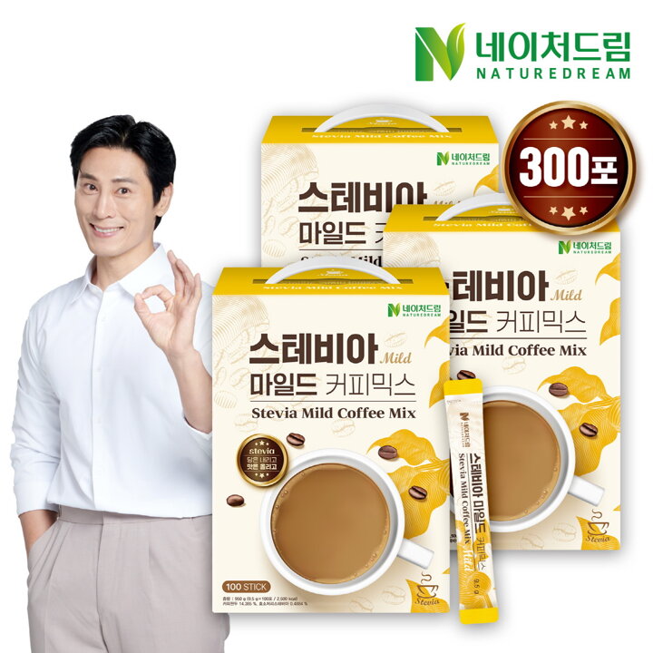 네이처드림 제로슈가 스테비아 마일드 커피믹스 9.5g 100포 x 3박스