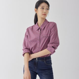 [지센] (2컬러) 코튼 나뭇잎도트 셔츠 LCWSO826_미판매