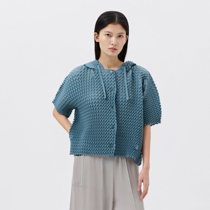 [플리츠미] 지그재그 후드 플리츠 재킷_PPJKM026003