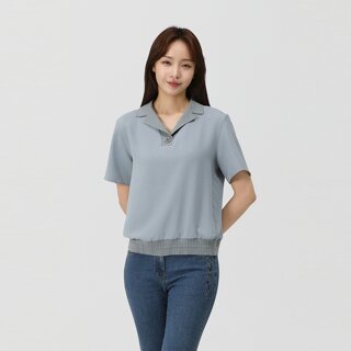 [PAT] 니트배색 티블라우스_1J42501