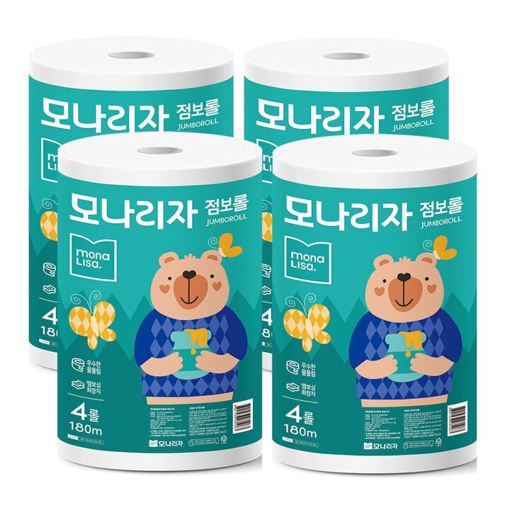 모나리자 점보롤 화장지 2겹 180m 4롤 4팩
