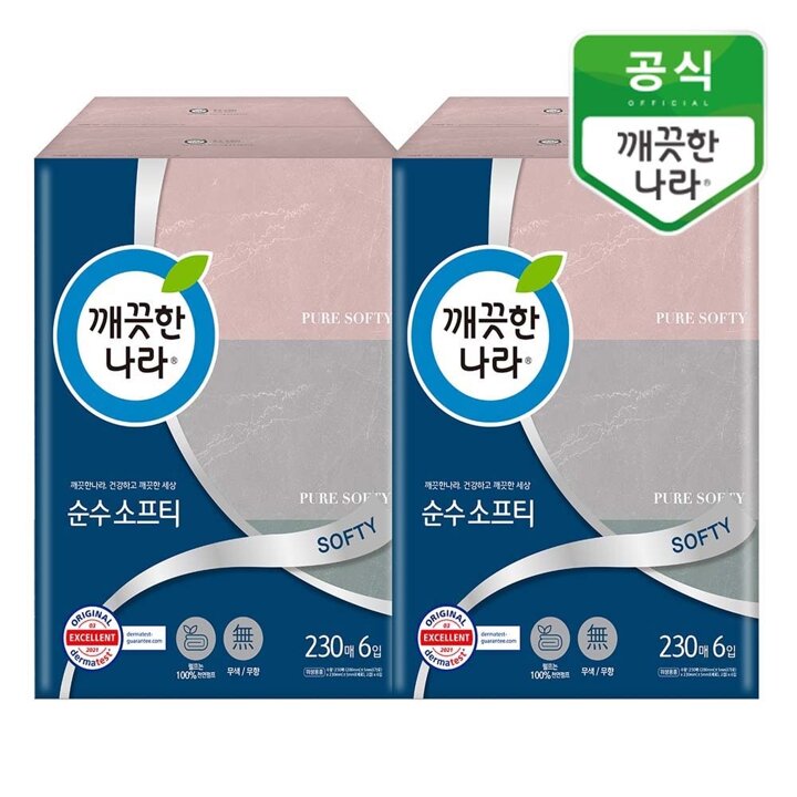 깨끗한나라 순수소프티 미용티슈 230매 6입x2팩
