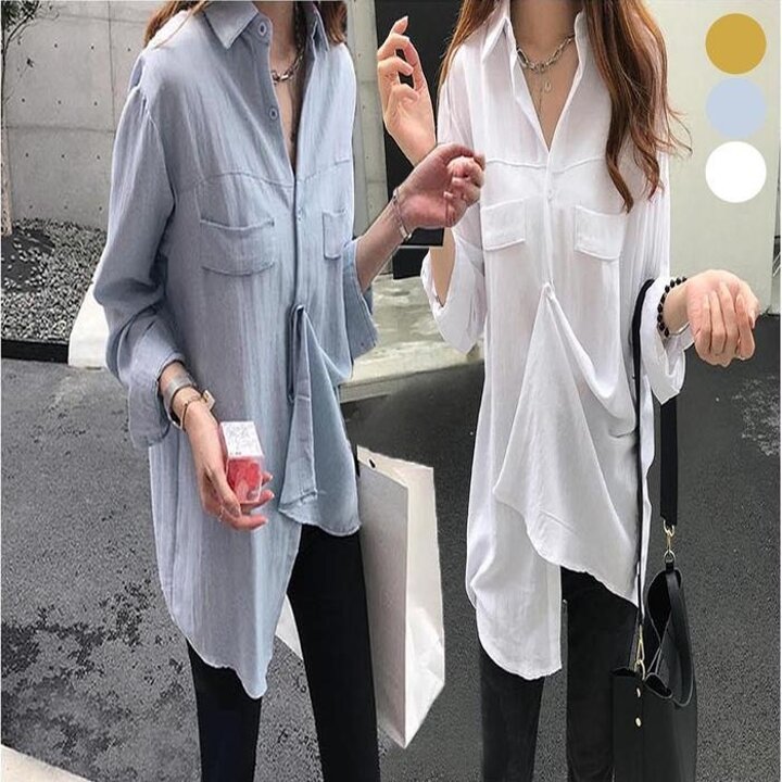 여자여름심플얇은루즈핏셔츠블라우스시원한남방