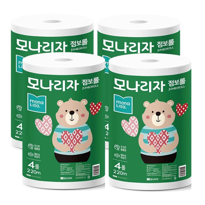 모나리자 점보롤 화장지 2겹 220m 4롤 4팩