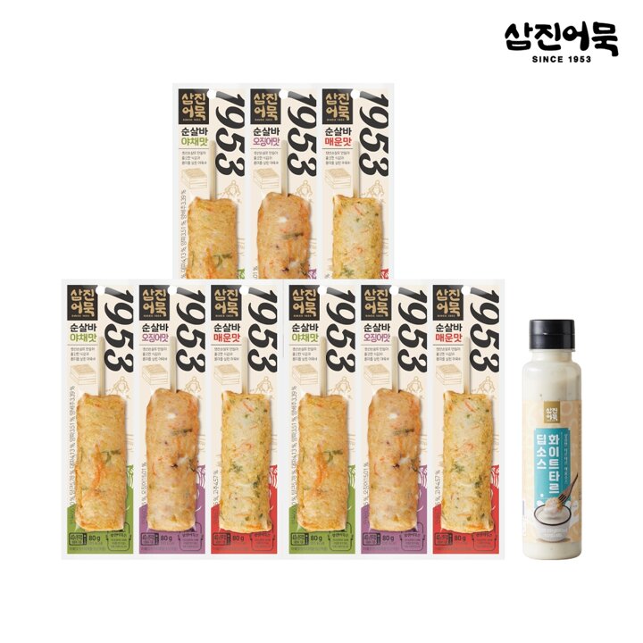 [G][삼진어묵] 순살바 3종 x 3세트 + 화이트타르딥소스 220g