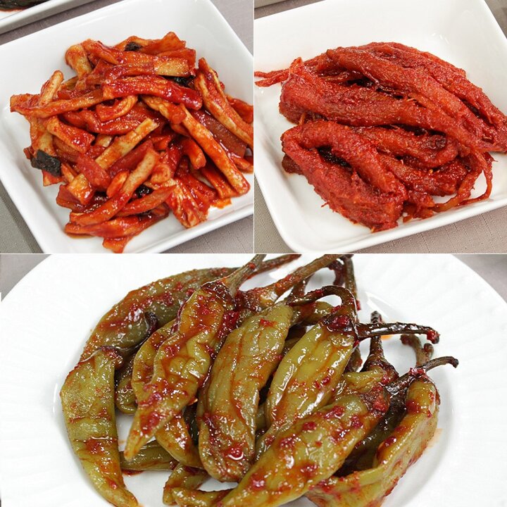 기본찬 무침3종 1.1kg/무말랭이,더덕무침,양념고추무침