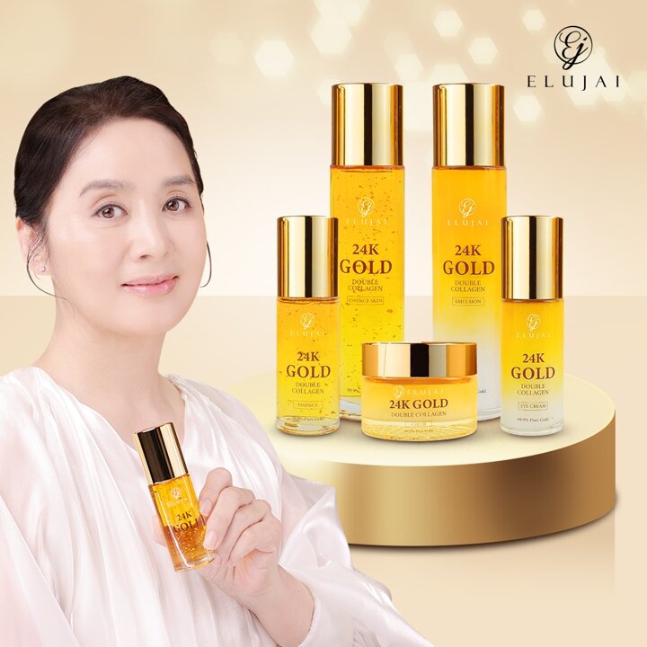 [S] 엘루자이 24K골드 더블 콜라겐 기초 5종 3세트/ 이응경 기초화장품 스킨 에센스 아이크림 로션 영양크림