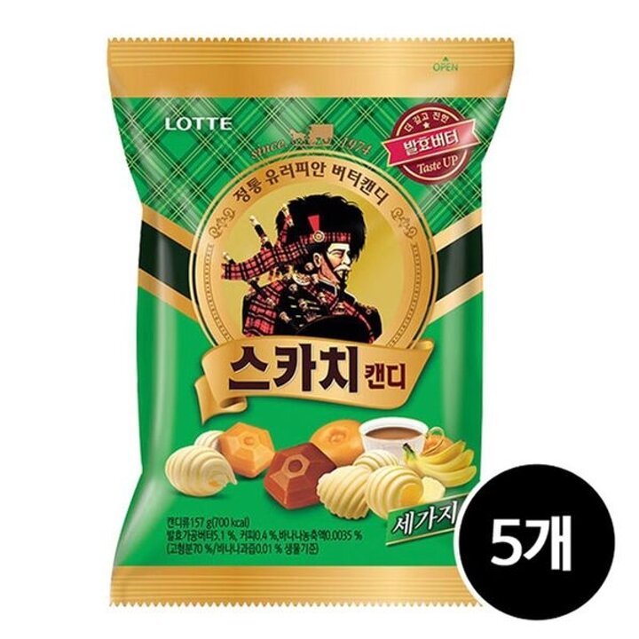 롯데제과 스카치캔디 세가지맛, 157g, 5개[34272490]