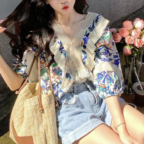 BL21147 블라우스 브라우스 셔츠 여성