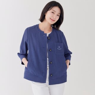 [지센] (2컬러) 린넨혼방 버튼업 라운드 자켓 LCJKP323
