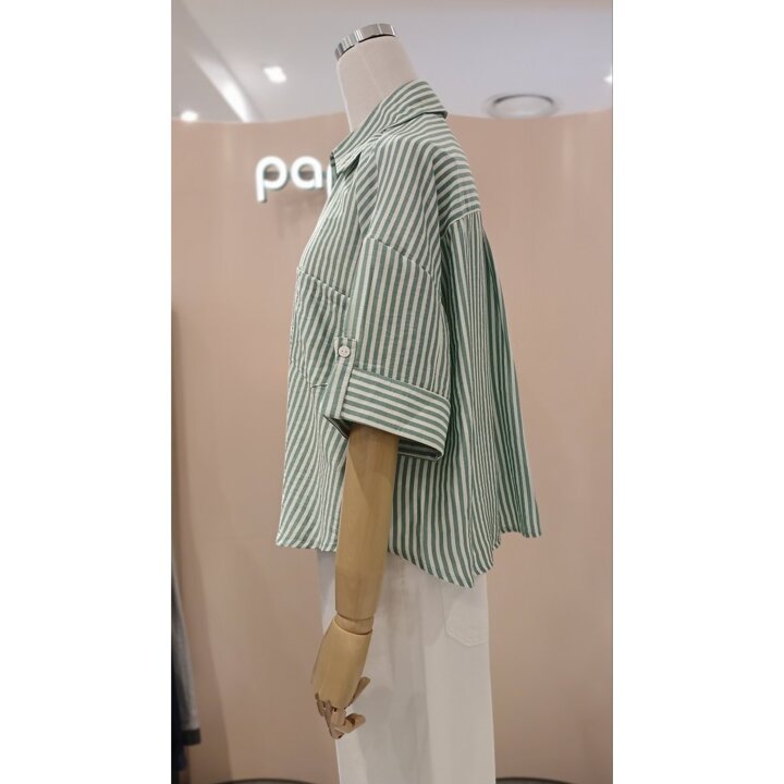 (광주신세계)스트라이프 언발 크롭셔츠SK2SH606J