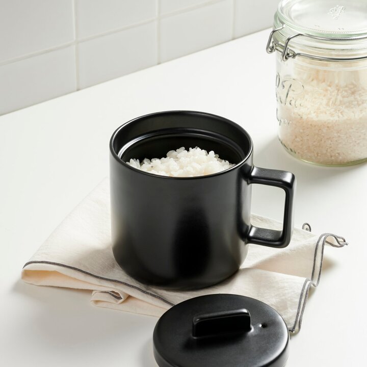 [JAJU/자주] 전자레인지용 1인 도자기 밥솥_650ml_블랙