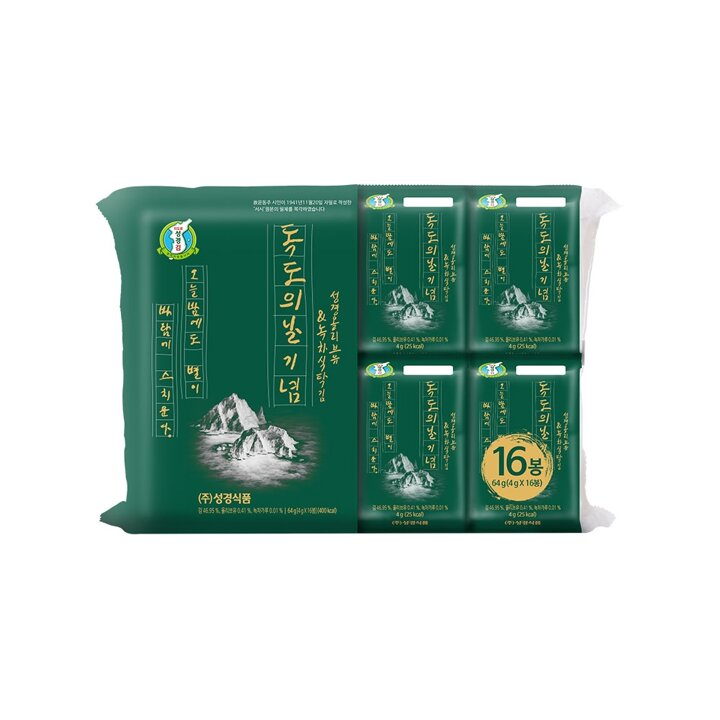 [지도표성경김 본사]독도에디션 올리브녹차 식탁김 4g 16봉 2세트