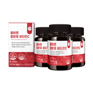 올바른 철분제 비타민C 90정 3병 (총 270정 9개월분)