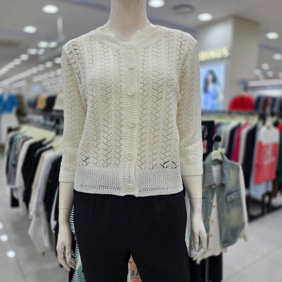 여성 브랜드 25신상 라운드니트 망사 가디건 여름JAFU5WSC550US