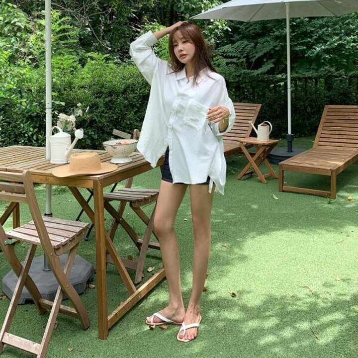 아트박스/옷자락 여성 캐주얼 빅포켓 오버핏 셔츠 남방