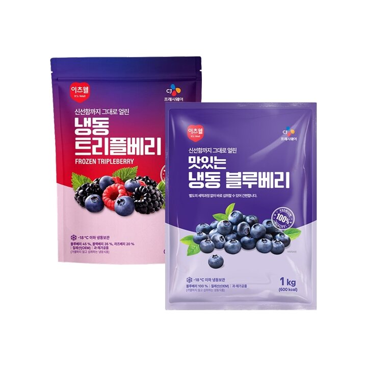 이츠웰 냉동트리플베리(블루베리+블랙베리+라즈베리)1kg+블루베리1kg
