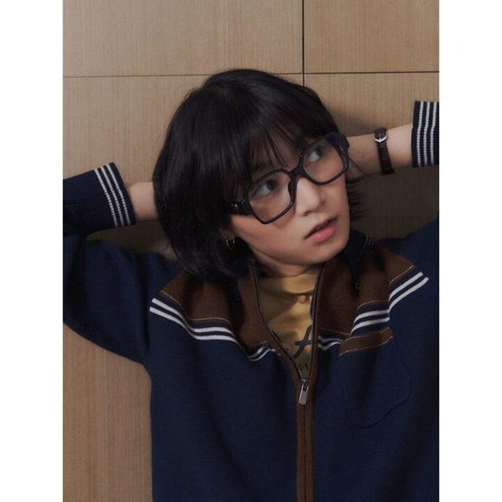 배색 니트아우터  네이비 (35625ACC1R)