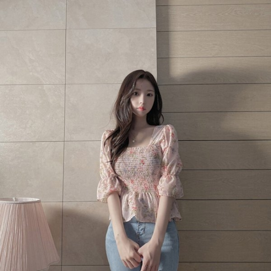HOTBBA / 카마빙 여자 밴딩 셔링 스모크 블라우스 SH 500273