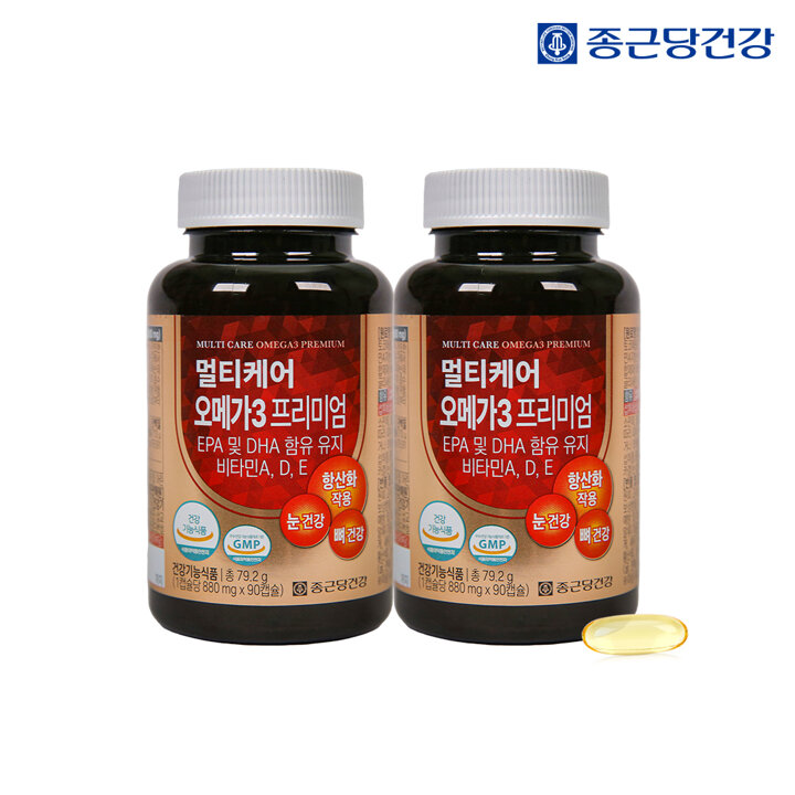 [종근당건강] 멀티케어 오메가3 프리미엄 880mg x 2병(총 6개월분) /비타민E/비타민A/비타민D
