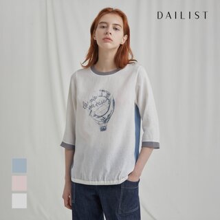 [데일리스트] 등판 배색 티블라우스_MDBAS5M3231