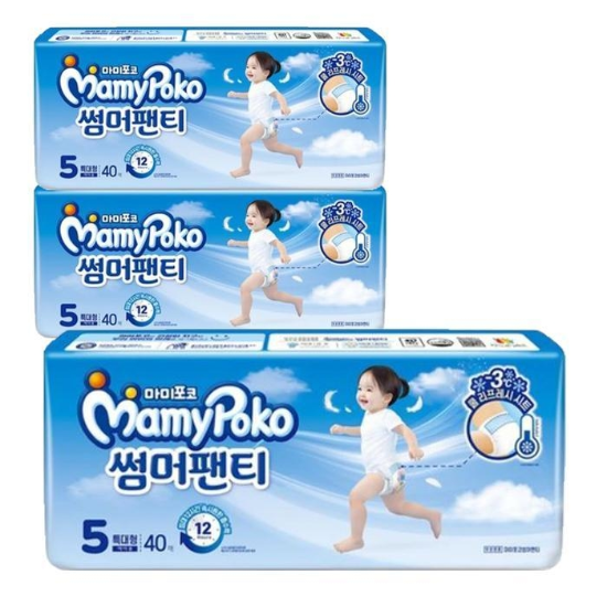 마미포코 썸머팬티 여아용 5단계 특대형 40Px3팩