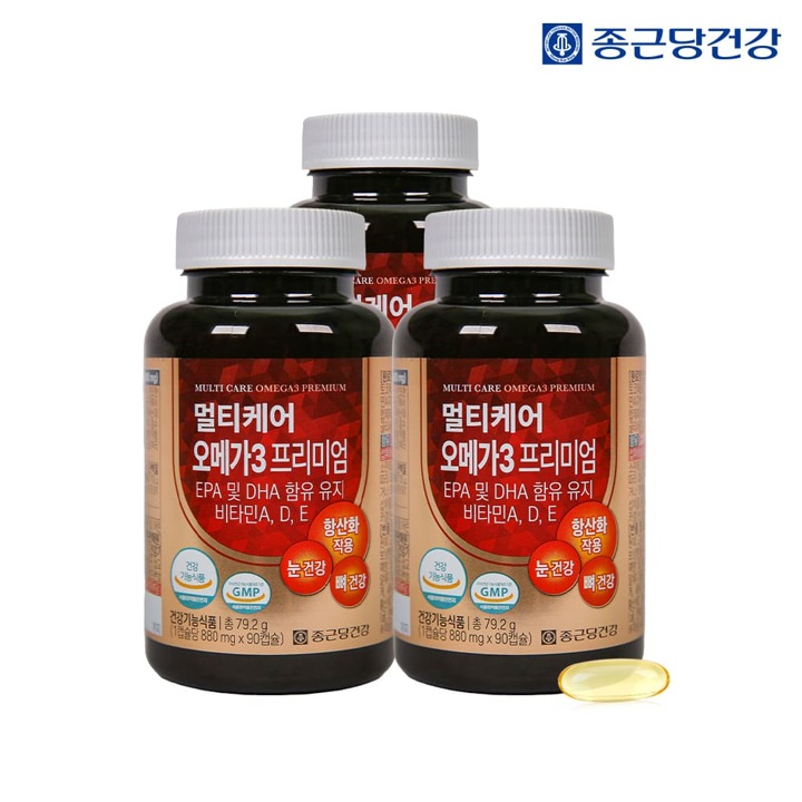 [종근당건강] 멀티케어 오메가3 프리미엄 880mg x 3병(총 9개월분) /비타민E/비타민A/비타민D