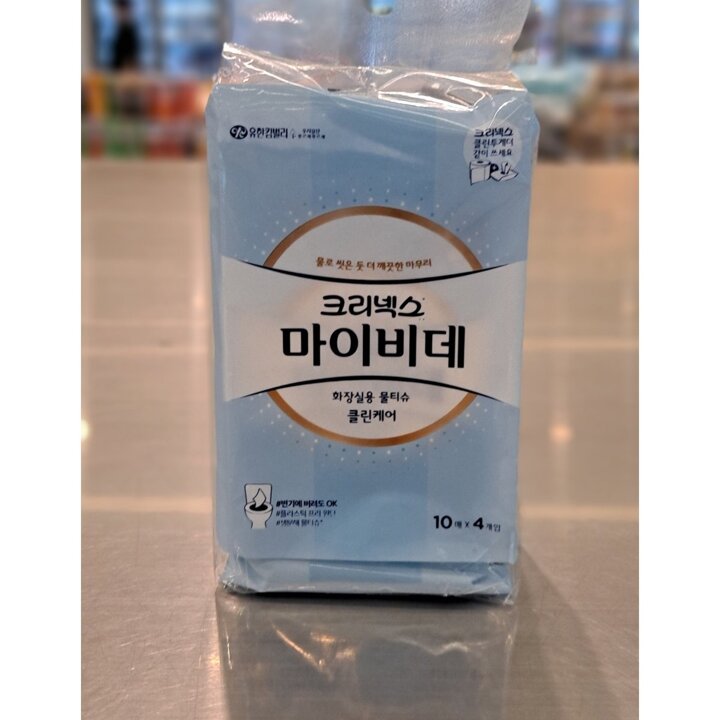 (신세계의정부점)크리넥스 마이비데 클린케어 화장실용 물티슈 10매*4개입(1개)
