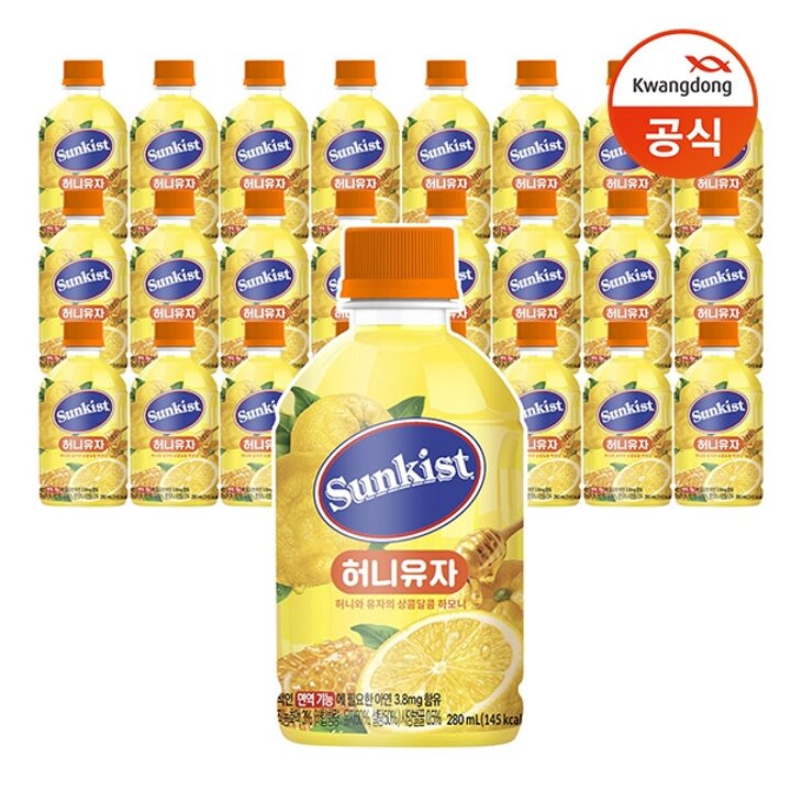 [광동직송] 썬키스트 허니유자 280ml x24개