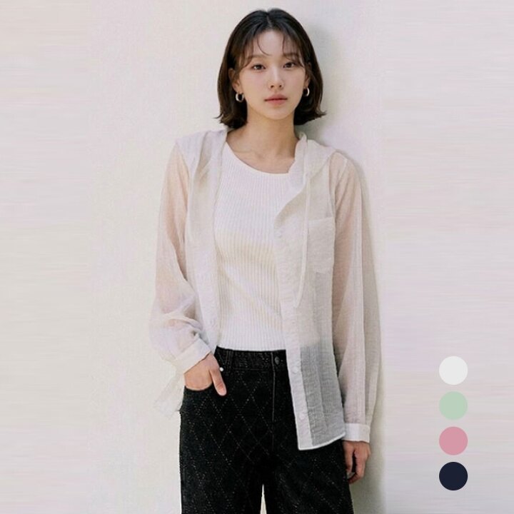 [엘루아] 썸머 시어 후드 스트링 자켓 4종택1