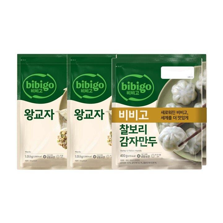CJ 비비고 왕교자 1.05kg x2봉 + 찰보리감자만두 400g x2봉