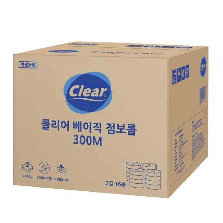 클리어베이직점보롤2겹300m16롤/업소용/빌딩관리