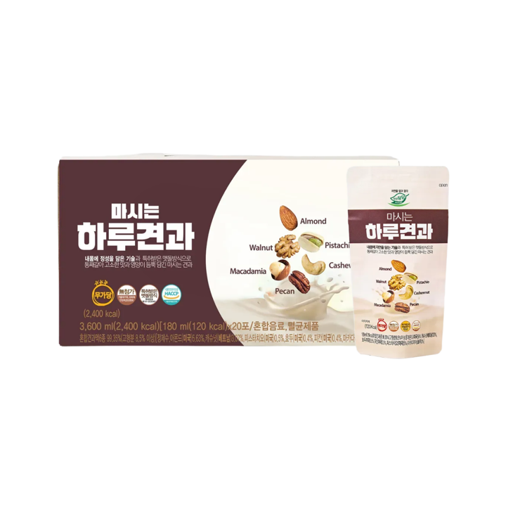 [방송중에만] 자연담담 마시는 하루견과 180ml 20팩 x 3박스 + 20팩 더 (총 80팩)